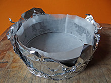 lining a cake tin with tin foil | @hisforhome