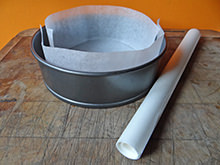 lining a cake tin with parchment paper | @hisforhome