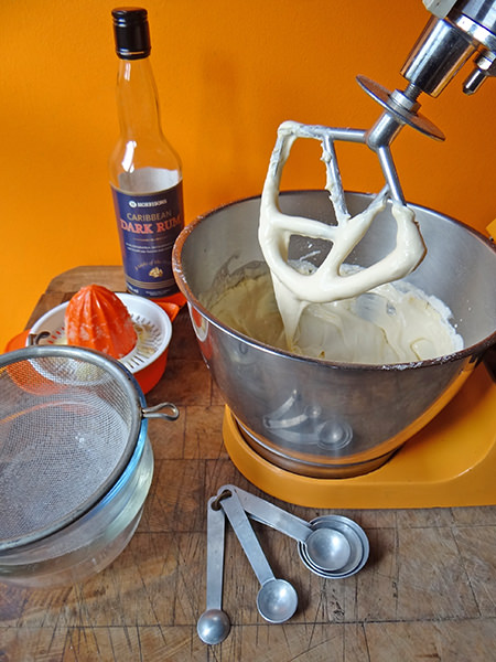 Japanese cheesecake mixture after adding the flour, rum and lemon juice | @hisforhome