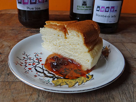 Japanese cheesecake with jars of jam and jelly | @hisforhome