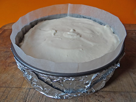 Japanese cheesecake batter in cake tin | @hisforhome