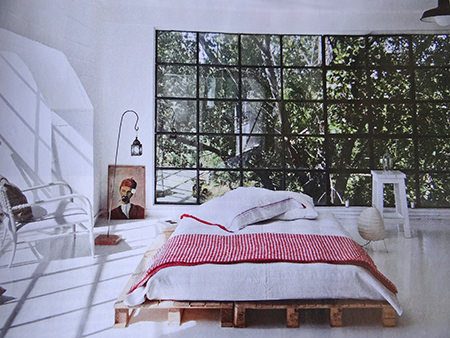 Minimalist bedroom in a modernist mill featured in Elle Decoration magazine Minimalist bedroom in a modernist mill featured in Elle Decoration magazine