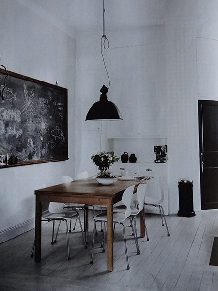 Dining room in monochromatic home Dining room in monochromatic home