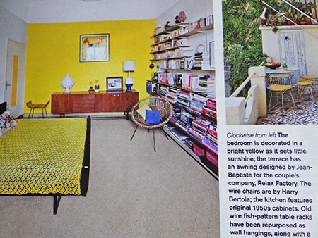 Yellow bedroom in a mid century modern decorated sitting room Yellow bedroom in a mid century modern decorated sitting room