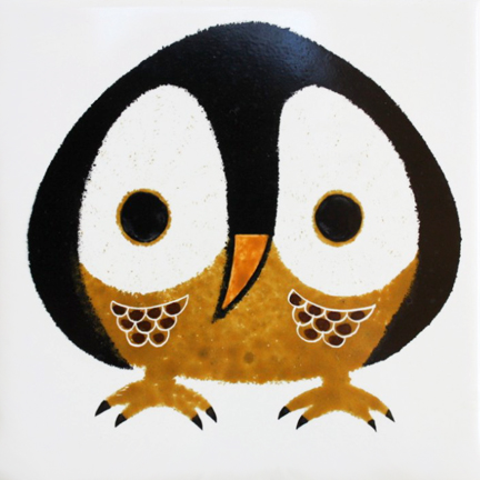 vintage Kenneth Townsend pottery owl tile