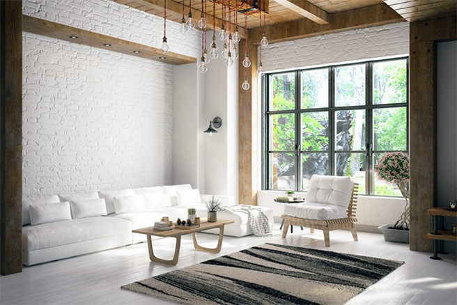 Whitewashed sitting room with bi-fold doors