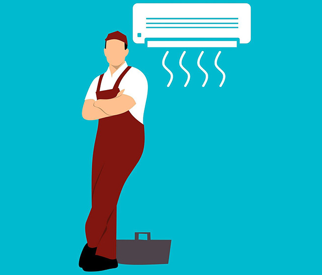 Air conditioner repairman illustration