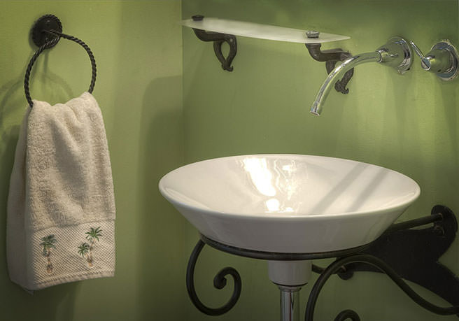 Sage green bathroom wall