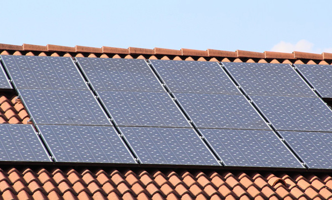 Solar panels on the roof of a house