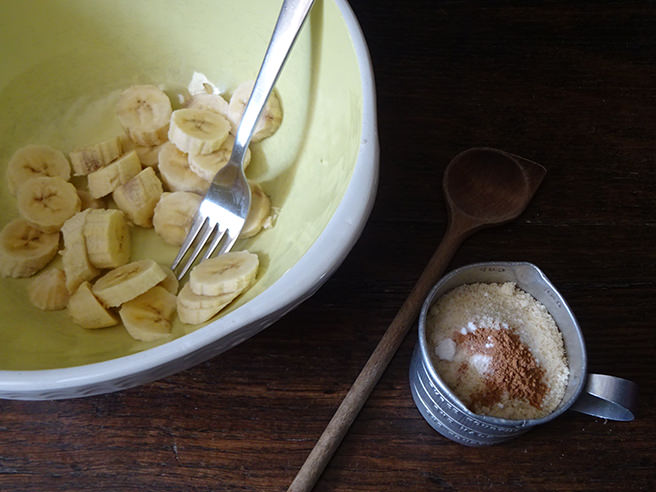Sliced bananas in a mixing bowl | H is dfor Home