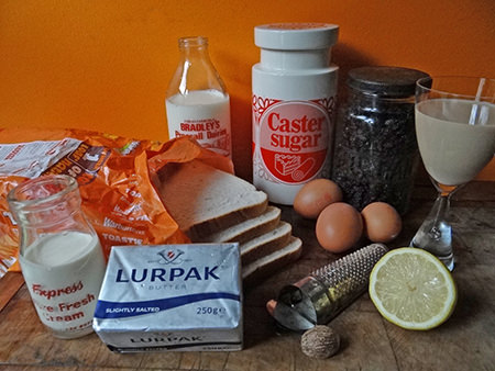 boozy bread and butter pudding ingredients