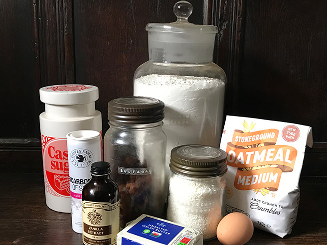 Coconut sultana oat cookies ingredients