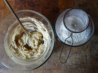 Adding flour to dark and white chocolate chip cookies mixture | H is for Home