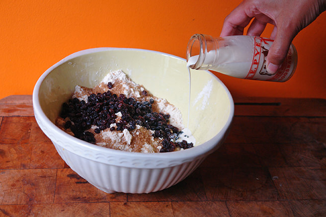 Adding milk to fat rascal dough | H is for Home