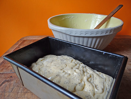 uncooked lemon & poppy seed loaf mixture in tin | H is for Home