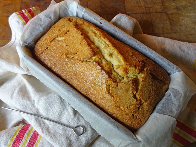 Cooked Madeira cake in a loaf tin | H is for Home