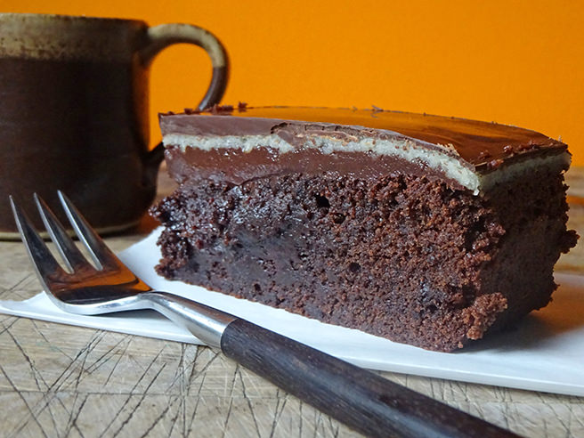 Slice of home-made marzipan chocolate brownie | H is for Home