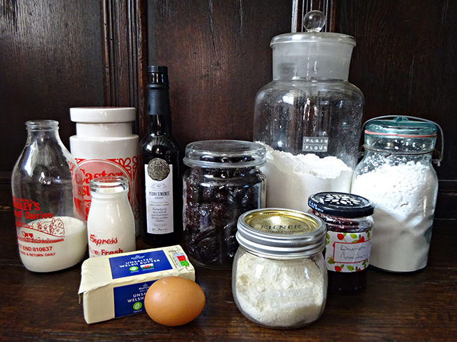 Marzipan-stuffed prune flan ingredients