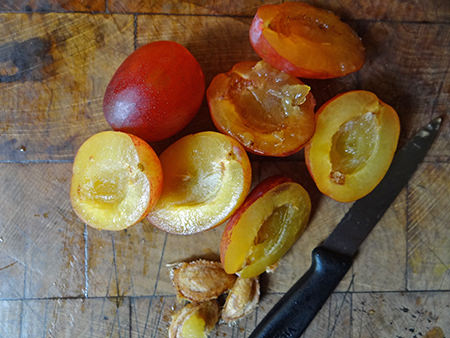 Halved plums