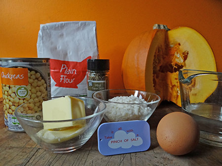 Spiced pumpkin chickpea pie ingredients