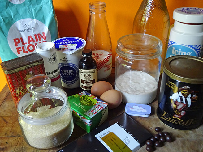 Sourdough coffee chocolate cake ingredients