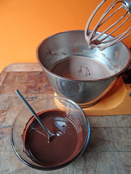 Melted dark chocolate and cheesecake mixture | @hisforhome