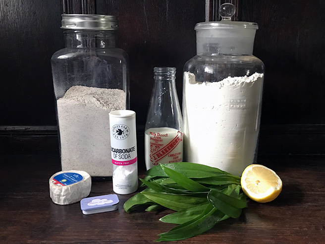 Wild garlic & goats cheese soda bread ingredients