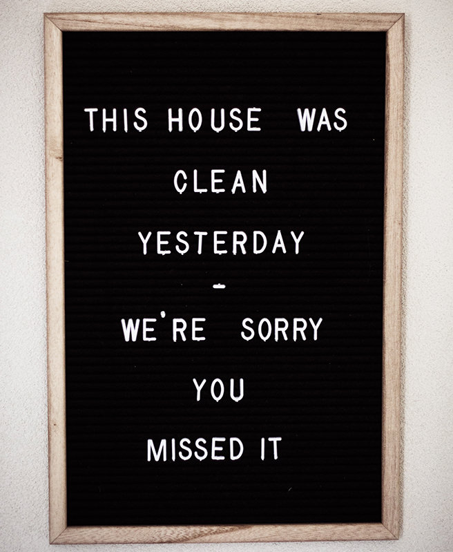 Blackboard sign saying, 