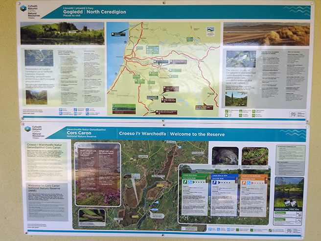 Cors Caron information board