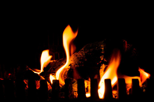 real fire in a grate