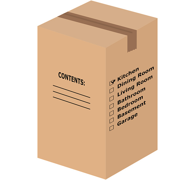 Illustration of a cardboard moving box