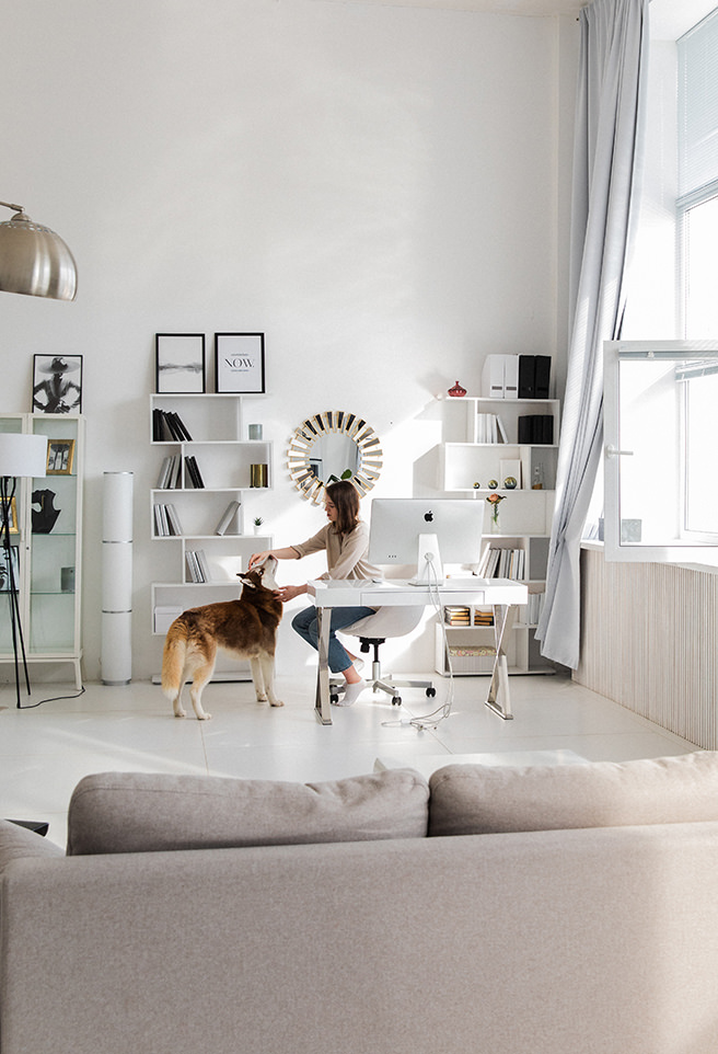 Home office with natural light
