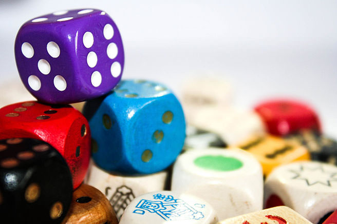 Pile of colourful dice
