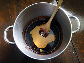 Adding peanut butter to chocolate sauce