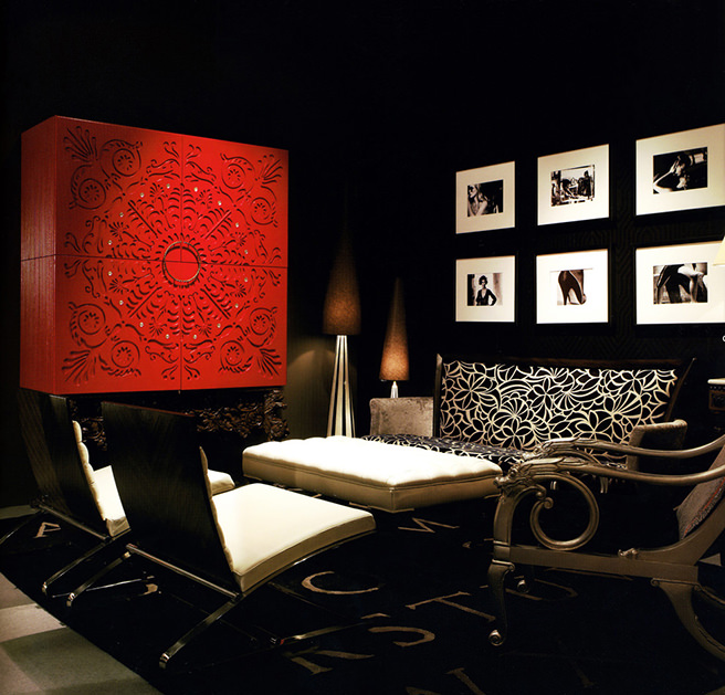 All black living room