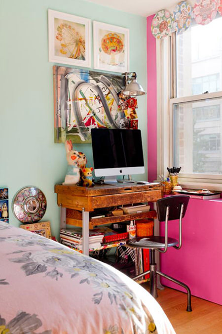 Young person's bedroom with bubble gum pink feature wall