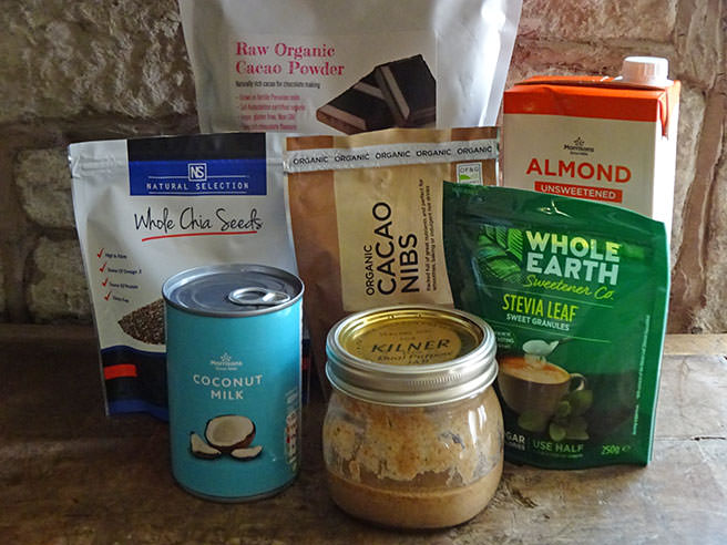 Keto chocolate almond chia seed pudding ingredients