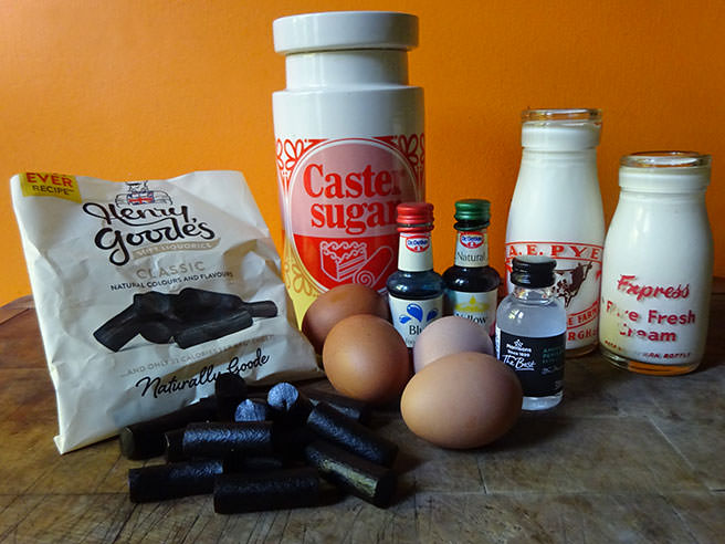 Liquorice & mint ice cream ingredients