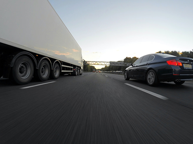 Moving lorry on a motorway