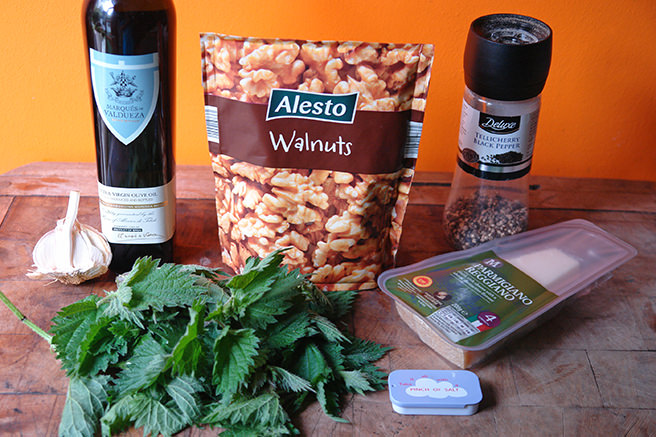 Nettle pesto ingredients