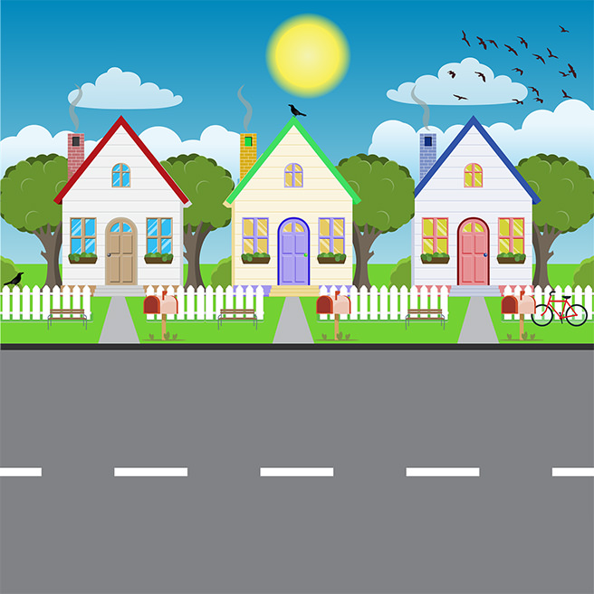 Illustration of a row of houses