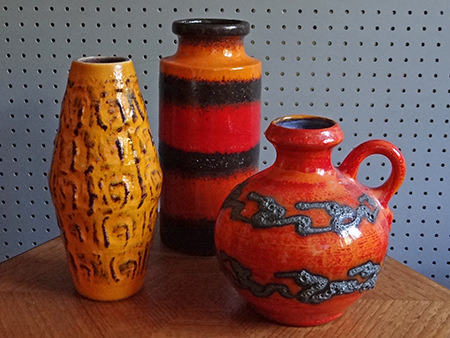 Trio of vintage West German vases