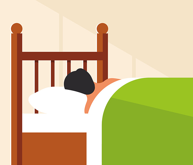 Illustration of a person lying in bed
