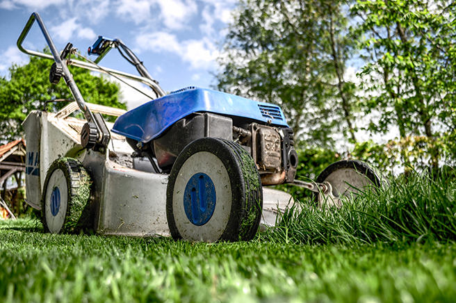 Blue & grey lawnmower