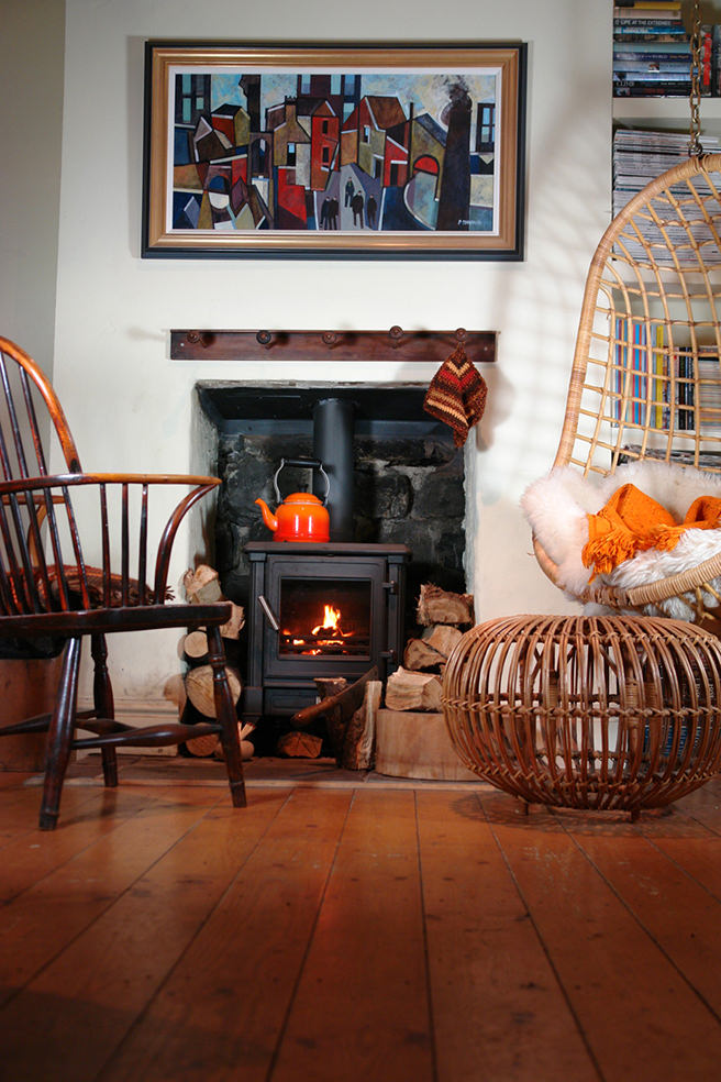 Oil painting above a fireplace | H is for Home
