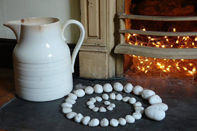 Fairy lights inside a fireplace | H is for Home
