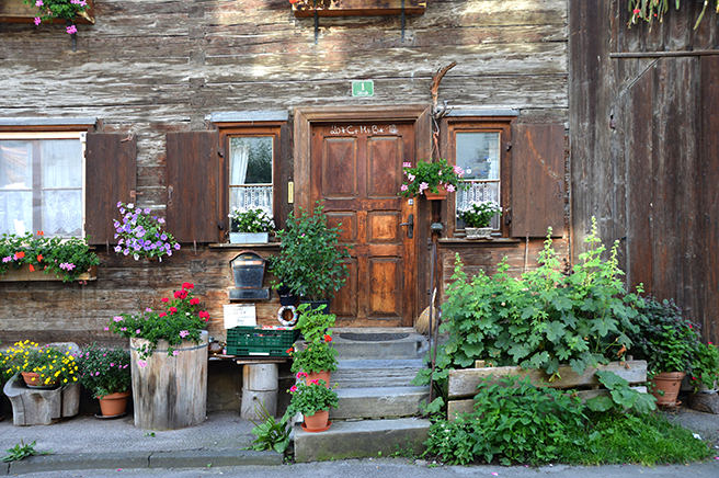 Front of a rustic wooden house