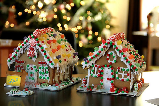 Two gingerbread houses