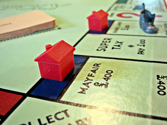 Mayfair on a Monopoly board