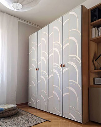 Wallpapered doors on a wardrobe
